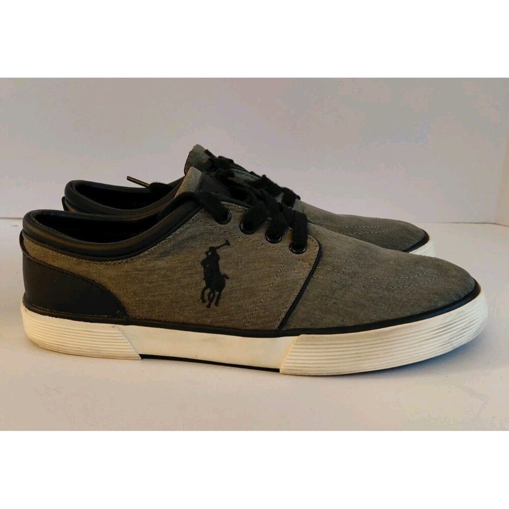 Polo Ralph Lauren Men's Faxon Low Gray Lace Up Canvas Casual Shoes Size 8.5
